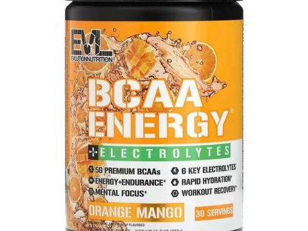 EVLution Nutrition BCAA Energy + Electrolytes, Orange Mango - 333 grams on Sale